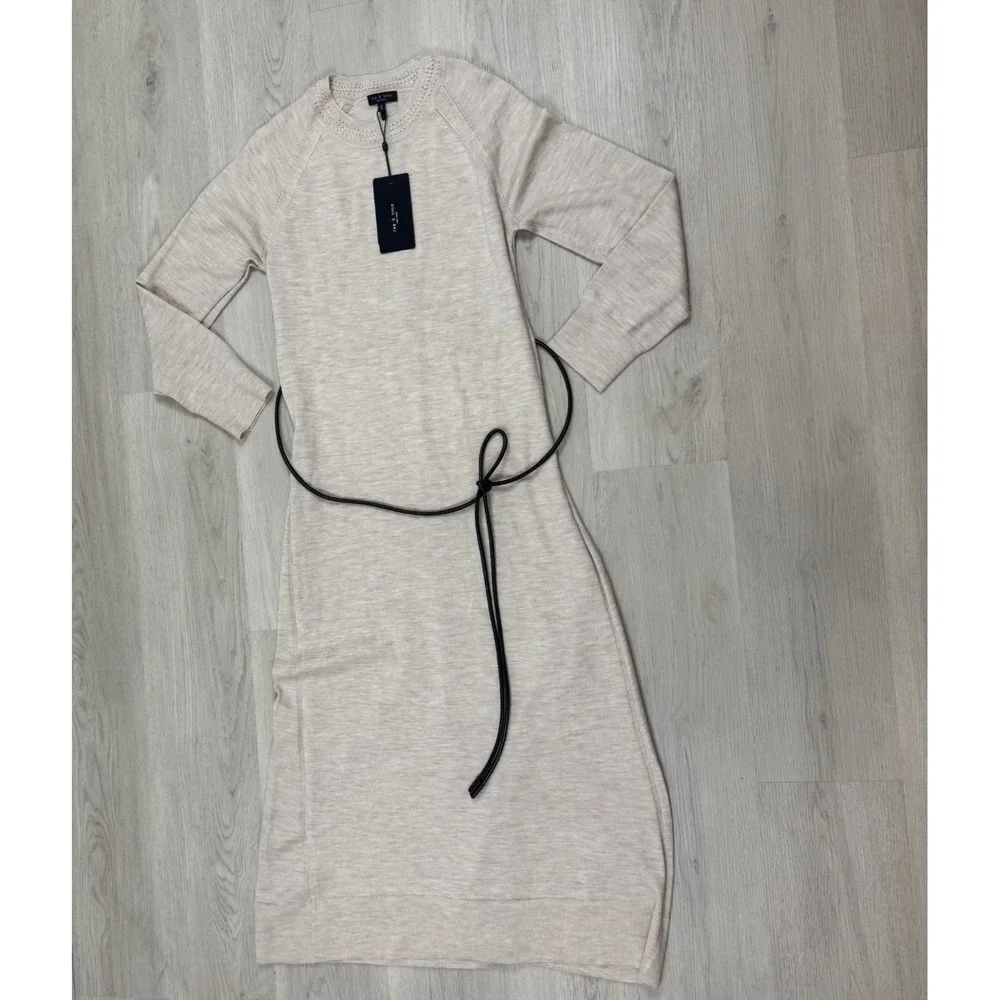 Rag & Bone Belted Maxi Sweater Dress Size XS Ivory Wool Blend Loren $498